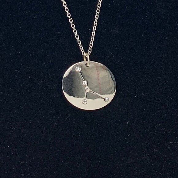 White Gold Plated Zodiac Cancer Pendant Necklace June 22-July 22 15" Drop - Picture 4 of 11